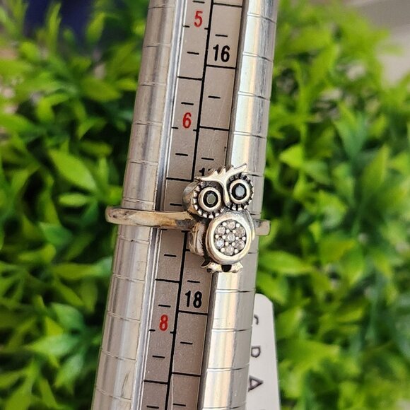 925 Sterling Silver CZ Owl Ring - Picture 4 of 4